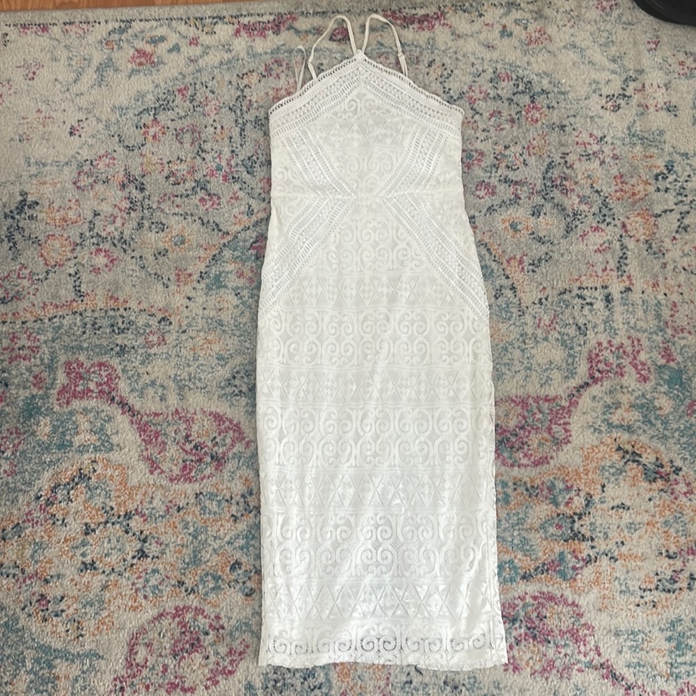 White lace midi dress
